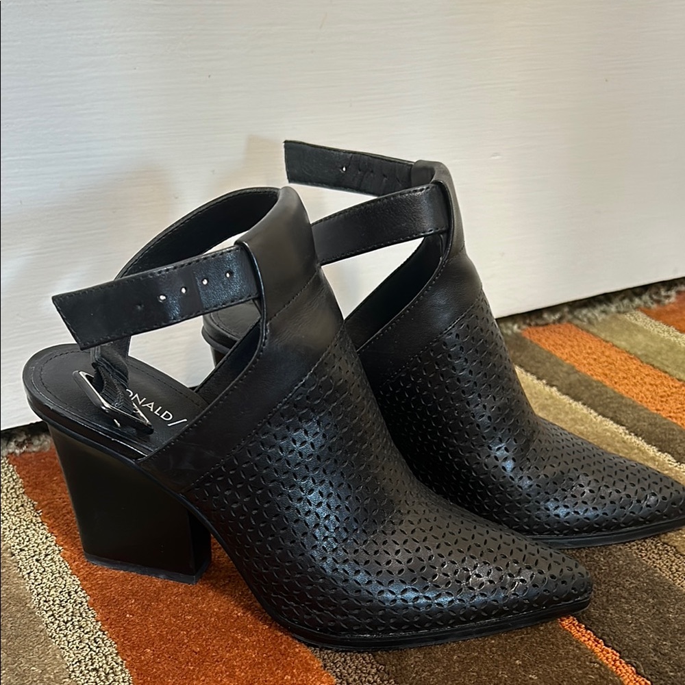 Black Mules with Textured Design